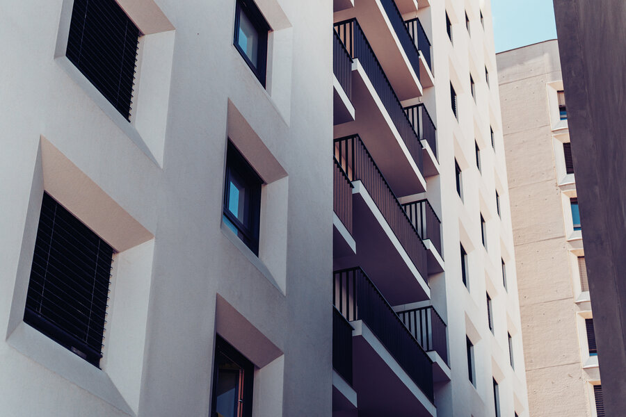 Facade of a residential building.Modern European residential apartment